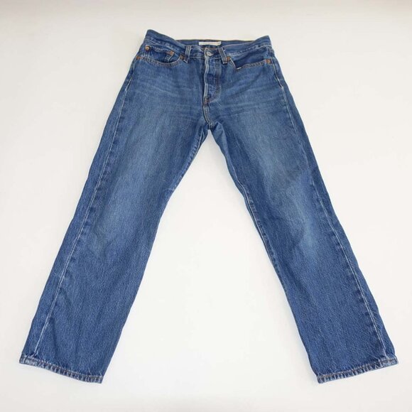 Levi's Women's Premium Wedgie Straight Jeans Size 27 Blue High Rise 25" Inseam - Picture 1 of 5